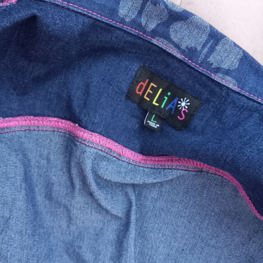 Delia*s NWT Coconut girl floral pattern Denim pleated set! Skirt & jacket! - Picture 8 of 8